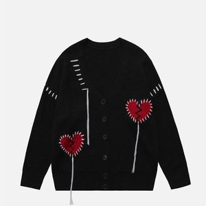 Aelfric Eden Embroidered Heart Fringe Cardigan-Oversized